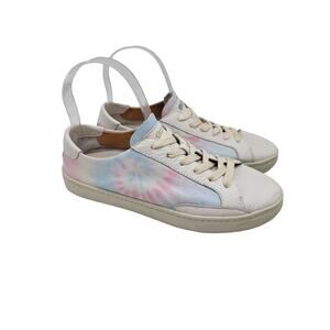 Soludos Leather Tie Dye Tie Up Ibiza Women's Sneaker in White